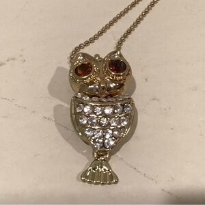 Owl necklace. Gold with Faux amethyst, eyes 29 rhinestones. Movable head…
